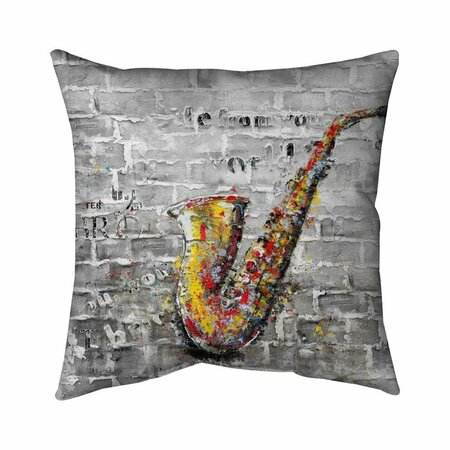 BEGIN HOME DECOR 26 x 26 in. Graffiti of A Saxophone-Double Sided Print Indoor Pillow 5541-2626-MU17